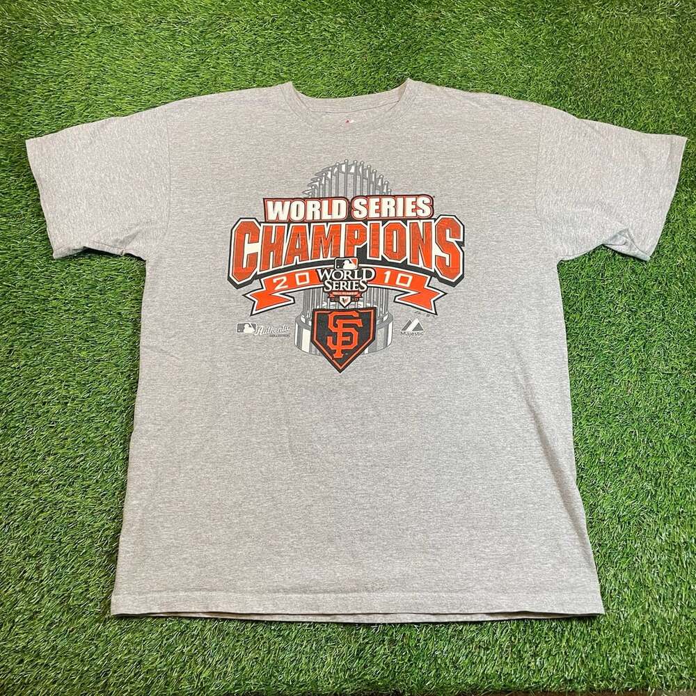 Majestic San Francisco Giants 2010 World Series Champions Gray T-Shirt Size L